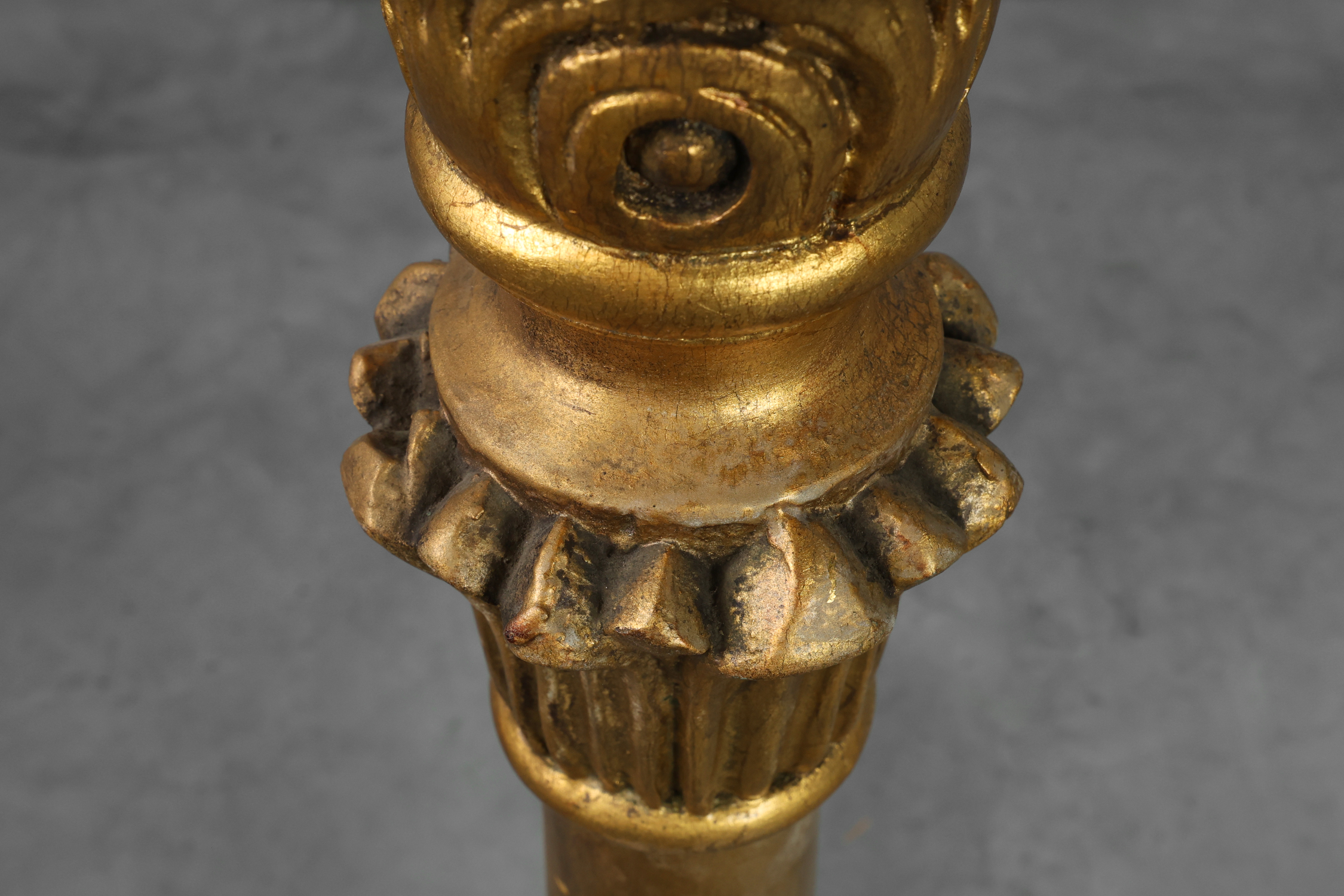 Pair of Gilt Wooden Pedestals with Plaster Decoration, France 19th Centurythumbnail